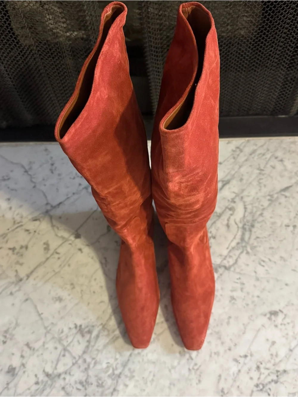 New Staud Wally Flat Boot Western 100% Suede Knee High Boots Size EU 37 US 7
